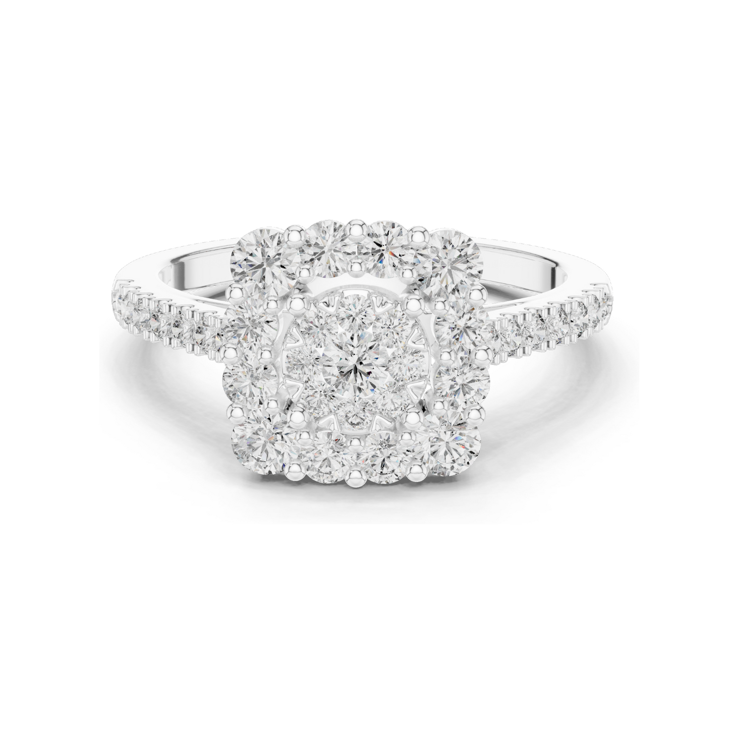 0.874 CT Lab Diamond Cluster Ring for Women | VVS-VS EF Clarity | 18KT, 14KT, 10KT Gold & 925 Silver | Rose, Yellow, White Gold & Moissanite Options