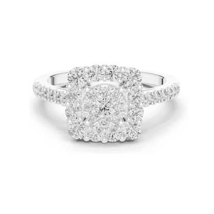 0.874 CT Lab Diamond Cluster Ring for Women | VVS-VS EF Clarity | 18KT, 14KT, 10KT Gold & 925 Silver | Rose, Yellow, White Gold & Moissanite Options