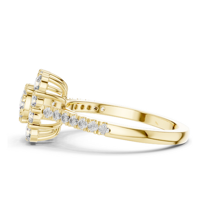 0.874 CT Lab Diamond Cluster Ring for Women | VVS-VS EF Clarity | 18KT, 14KT, 10KT Gold & 925 Silver | Rose, Yellow, White Gold & Moissanite Options