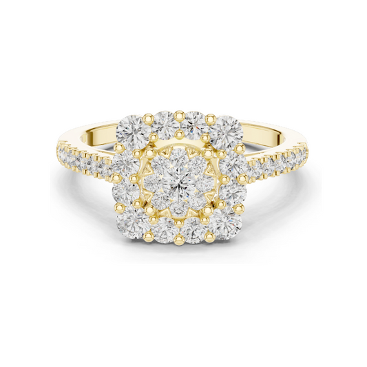 0.874 CT Lab Diamond Cluster Ring for Women | VVS-VS EF Clarity | 18KT, 14KT, 10KT Gold & 925 Silver | Rose, Yellow, White Gold & Moissanite Options