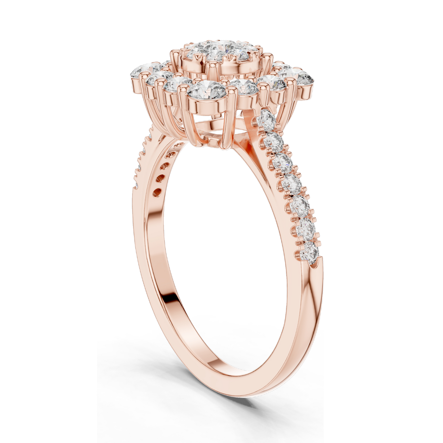 0.874 CT Lab Diamond Cluster Ring for Women | VVS-VS EF Clarity | 18KT, 14KT, 10KT Gold & 925 Silver | Rose, Yellow, White Gold & Moissanite Options
