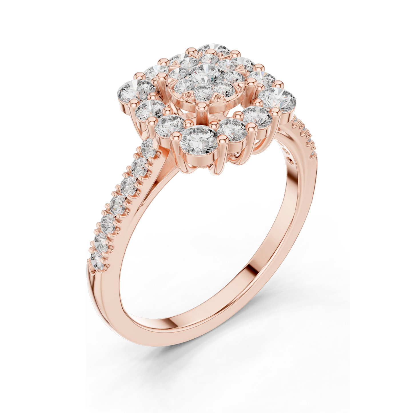 0.874 CT Lab Diamond Cluster Ring for Women | VVS-VS EF Clarity | 18KT, 14KT, 10KT Gold & 925 Silver | Rose, Yellow, White Gold & Moissanite Options