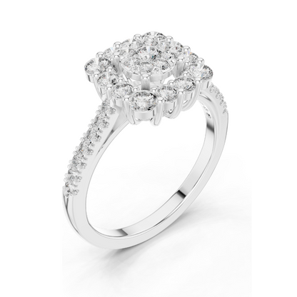 0.874 CT Lab Diamond Cluster Ring for Women | VVS-VS EF Clarity | 18KT, 14KT, 10KT Gold & 925 Silver | Rose, Yellow, White Gold & Moissanite Options
