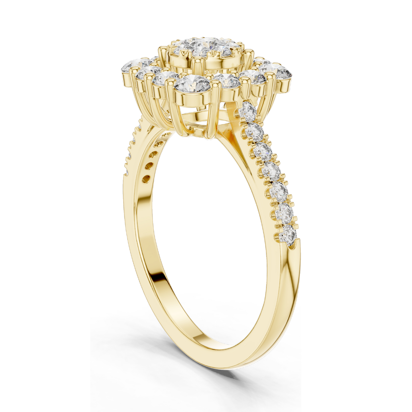 0.874 CT Lab Diamond Cluster Ring for Women | VVS-VS EF Clarity | 18KT, 14KT, 10KT Gold & 925 Silver | Rose, Yellow, White Gold & Moissanite Options