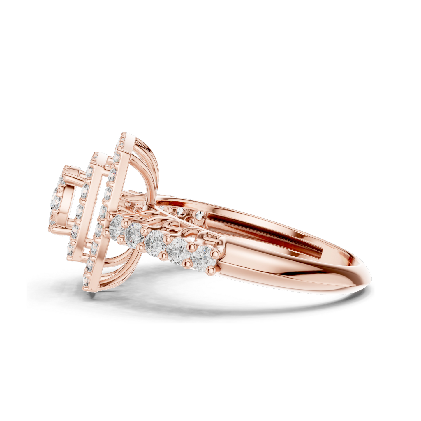 Lab-Grown Diamond Floral Halo Ring | 0.88 CT Total | VVS-VS EF Clarity | Available in 18KT, 14KT, 10KT Gold & 925 Silver | Moissanite & Diamond Options