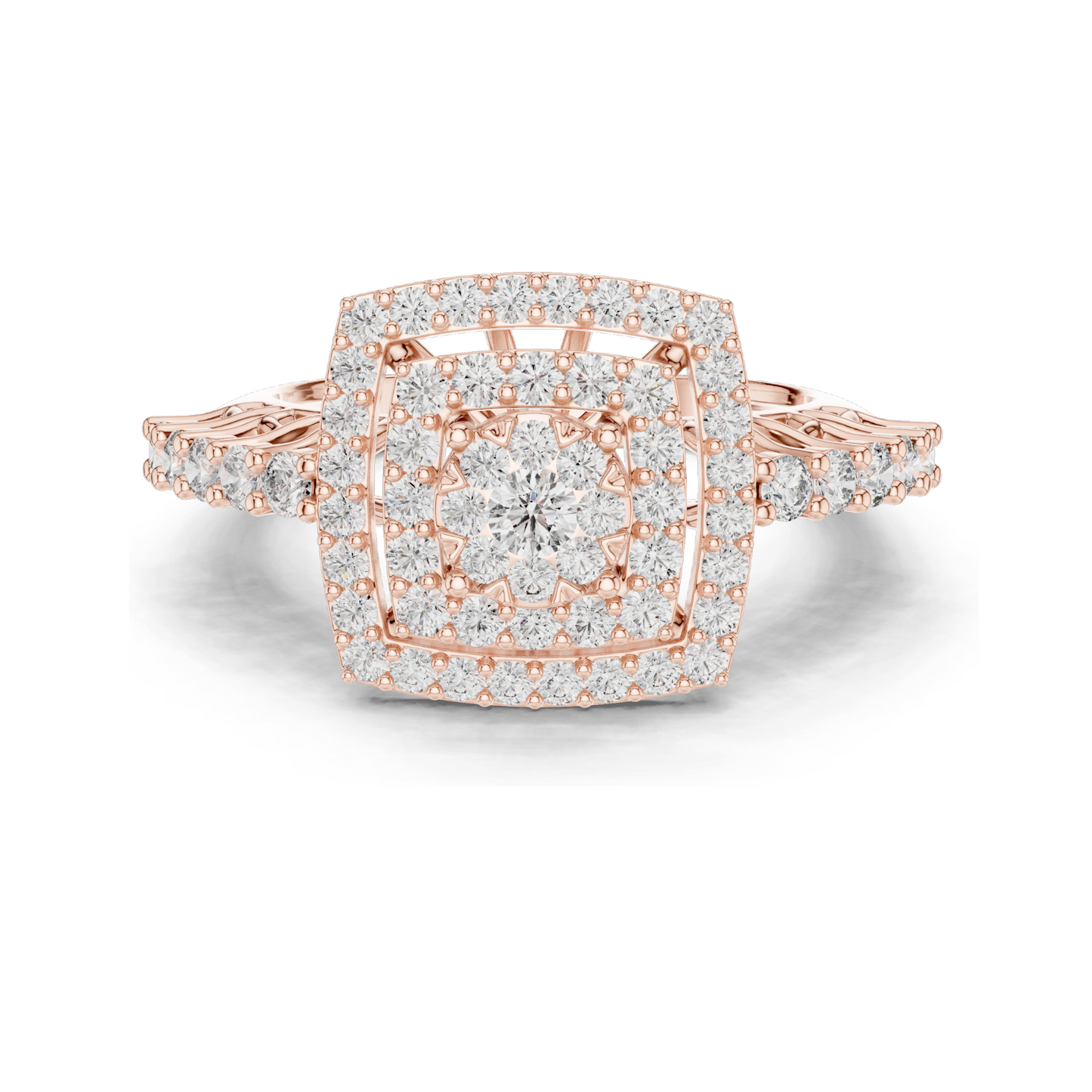 Lab-Grown Diamond Floral Halo Ring | 0.88 CT Total | VVS-VS EF Clarity | Available in 18KT, 14KT, 10KT Gold & 925 Silver | Moissanite & Diamond Options