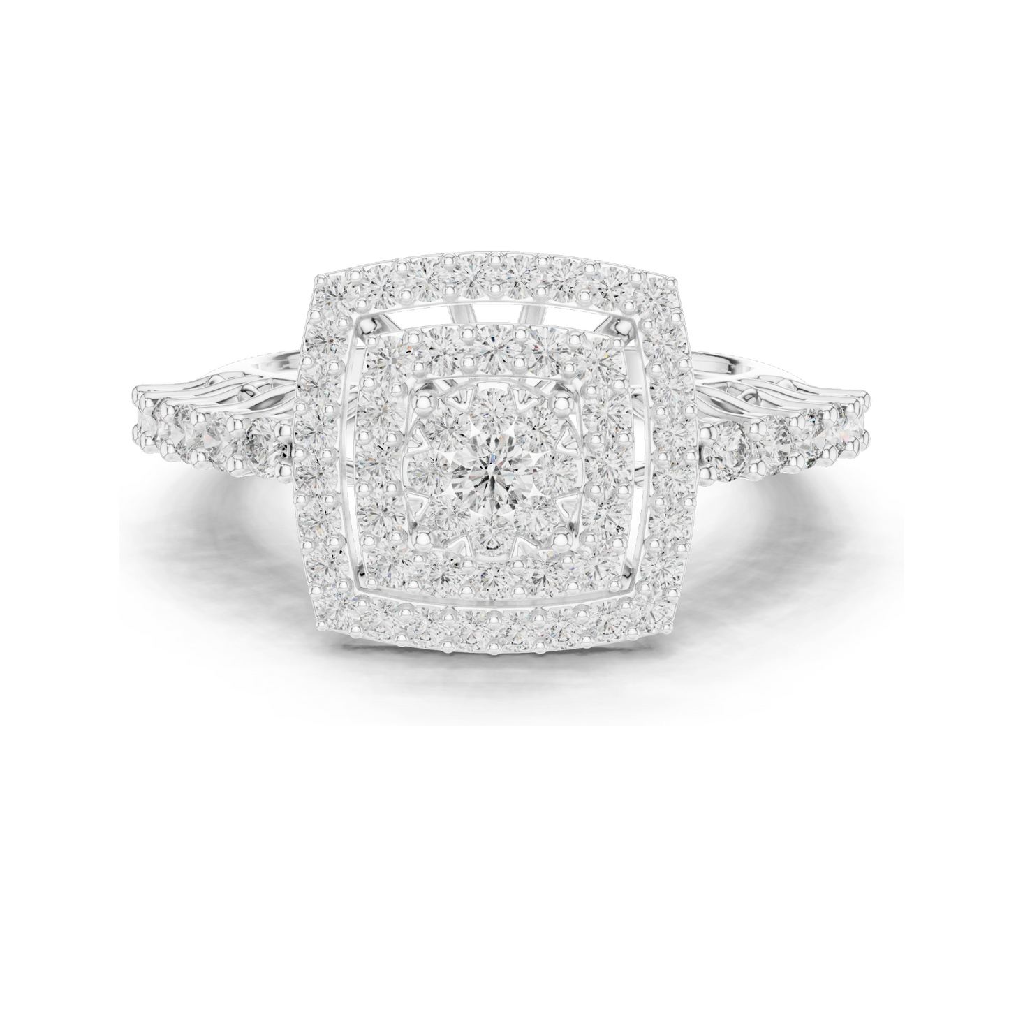 Lab-Grown Diamond Floral Halo Ring | 0.88 CT Total | VVS-VS EF Clarity | Available in 18KT, 14KT, 10KT Gold & 925 Silver | Moissanite & Diamond Options