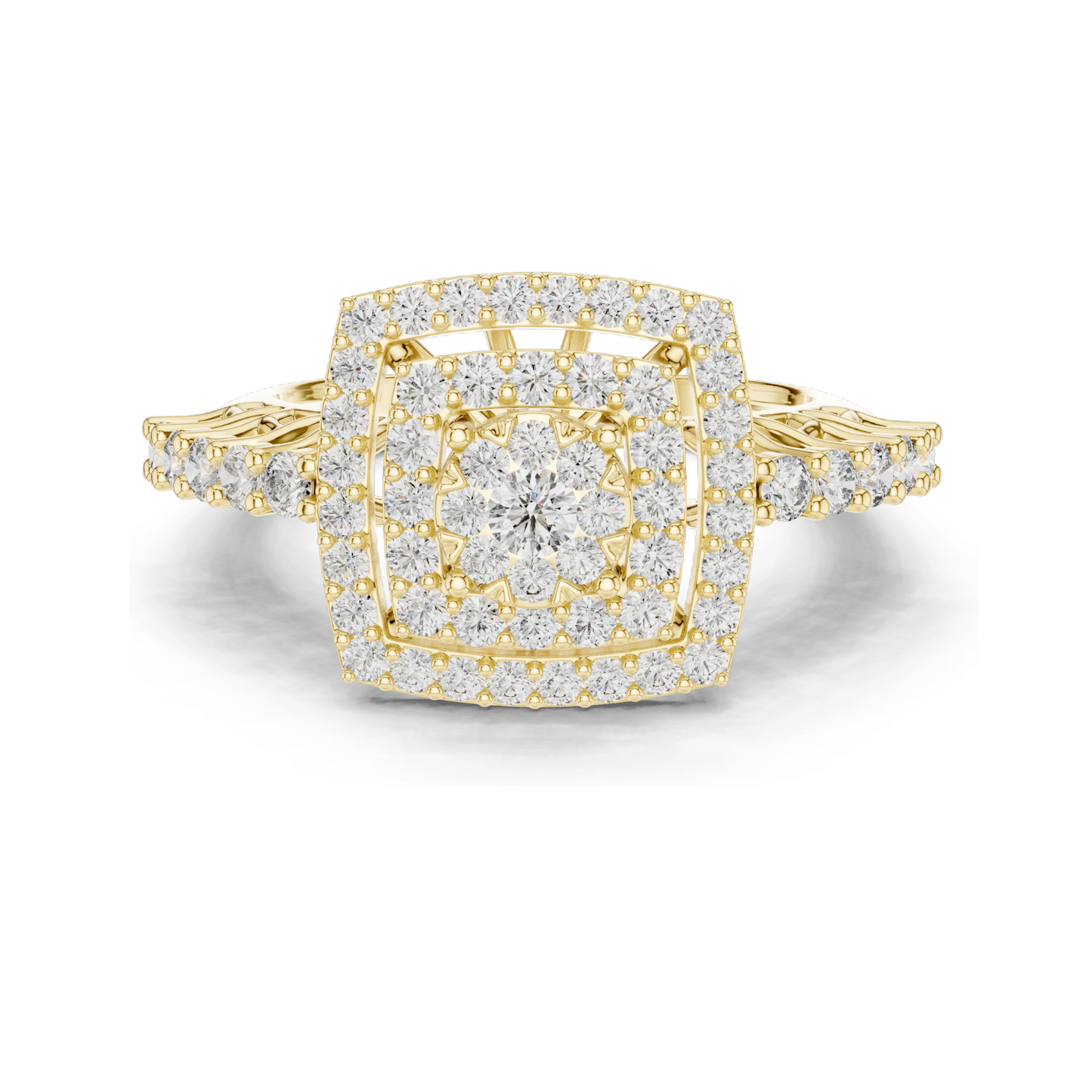 Lab-Grown Diamond Floral Halo Ring | 0.88 CT Total | VVS-VS EF Clarity | Available in 18KT, 14KT, 10KT Gold & 925 Silver | Moissanite & Diamond Options