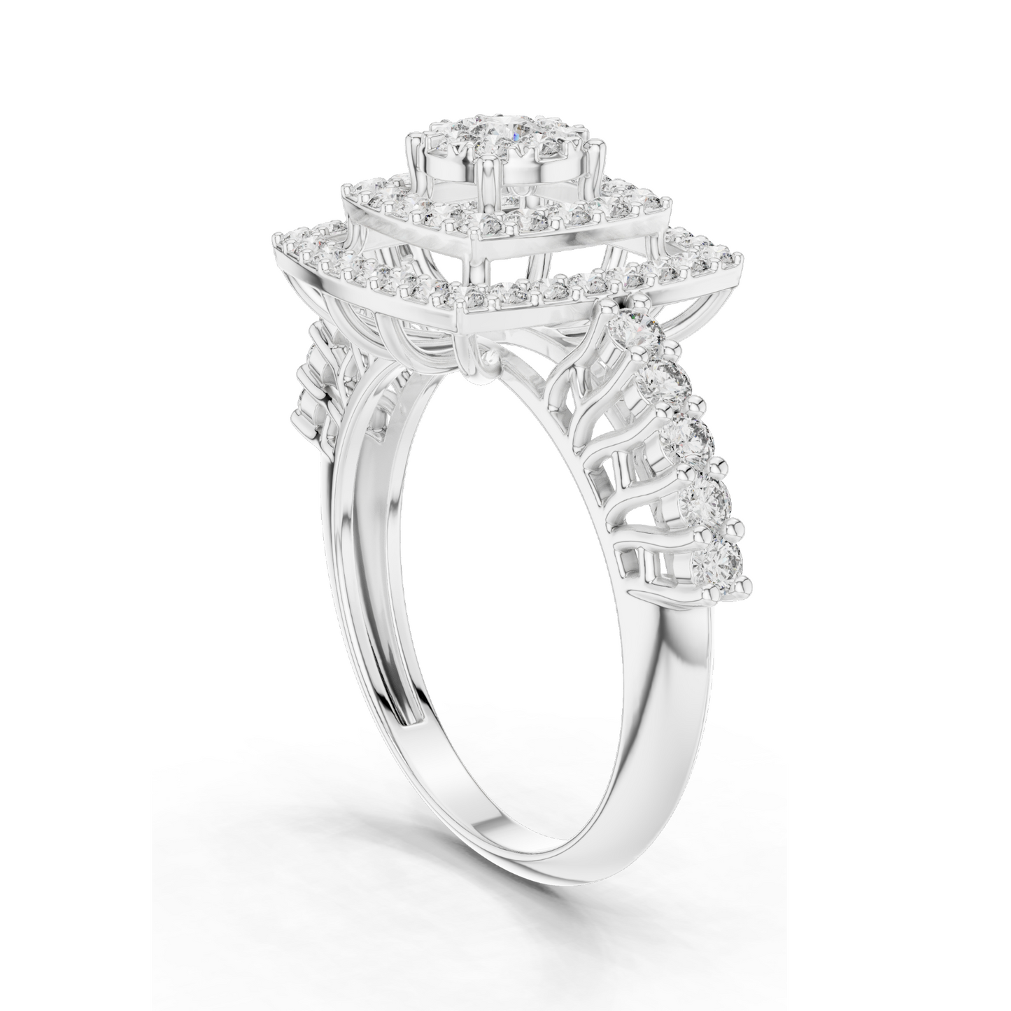 Lab-Grown Diamond Floral Halo Ring | 0.88 CT Total | VVS-VS EF Clarity | Available in 18KT, 14KT, 10KT Gold & 925 Silver | Moissanite & Diamond Options