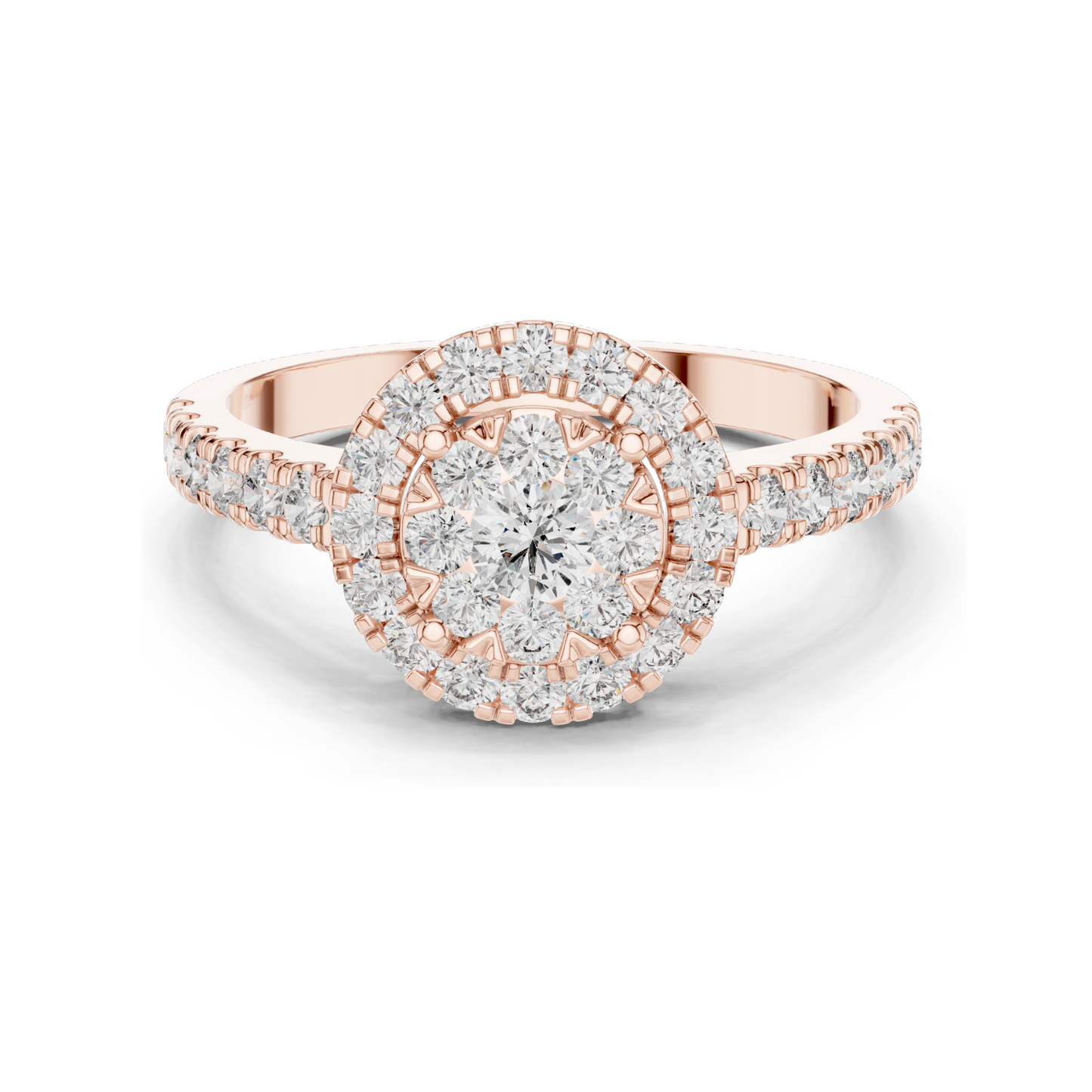 0.744 CT Lab Diamond Halo Ring for Women | VVS-VS EF Clarity | 18KT, 14KT, 10KT Gold & 925 Silver | Rose, Yellow, White Gold & Moissanite Options