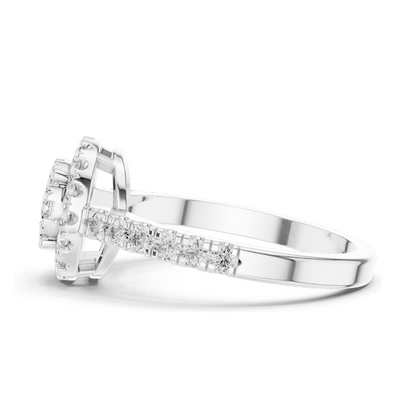 0.744 CT Lab Diamond Halo Ring for Women | VVS-VS EF Clarity | 18KT, 14KT, 10KT Gold & 925 Silver | Rose, Yellow, White Gold & Moissanite Options