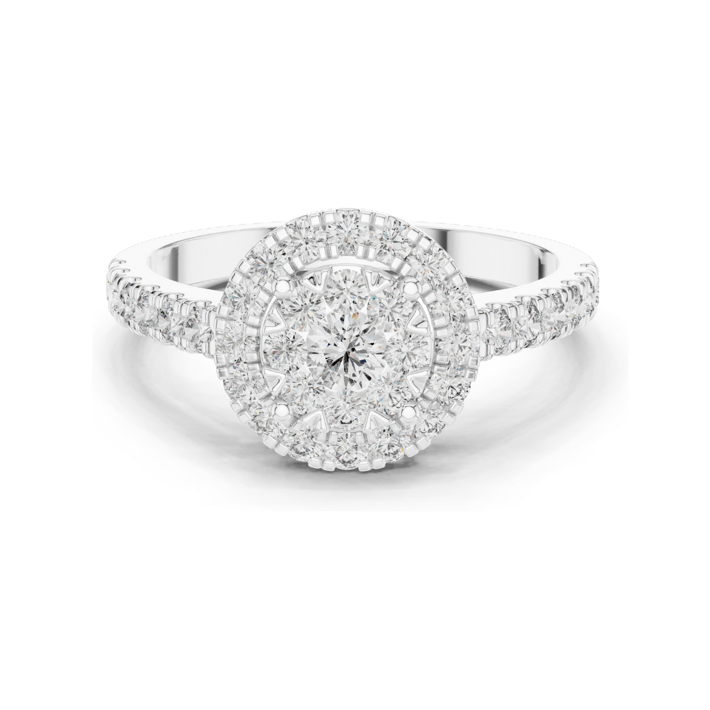 0.744 CT Lab Diamond Halo Ring for Women | VVS-VS EF Clarity | 18KT, 14KT, 10KT Gold & 925 Silver | Rose, Yellow, White Gold & Moissanite Options
