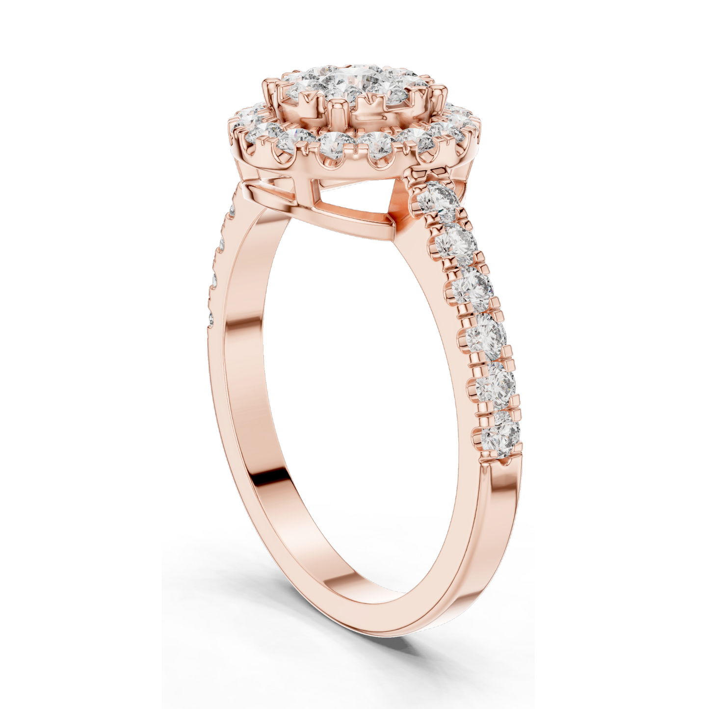 0.744 CT Lab Diamond Halo Ring for Women | VVS-VS EF Clarity | 18KT, 14KT, 10KT Gold & 925 Silver | Rose, Yellow, White Gold & Moissanite Options