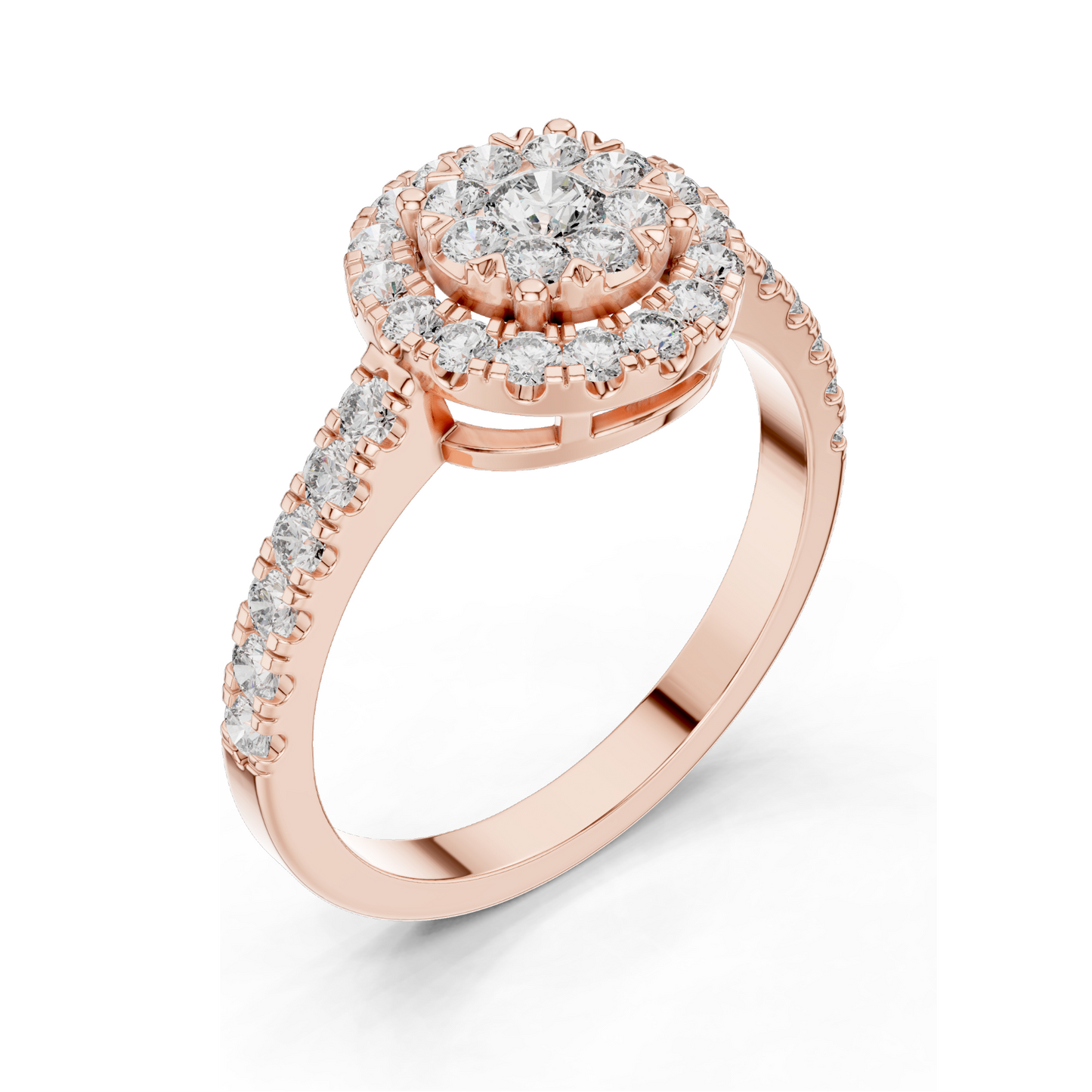 0.744 CT Lab Diamond Halo Ring for Women | VVS-VS EF Clarity | 18KT, 14KT, 10KT Gold & 925 Silver | Rose, Yellow, White Gold & Moissanite Options