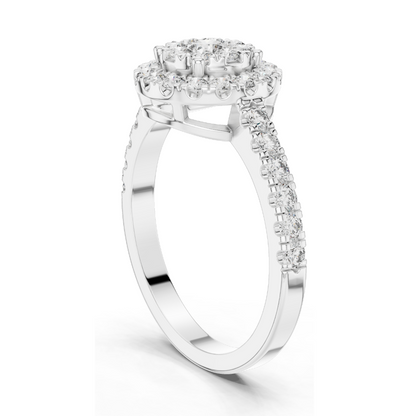 0.744 CT Lab Diamond Halo Ring for Women | VVS-VS EF Clarity | 18KT, 14KT, 10KT Gold & 925 Silver | Rose, Yellow, White Gold & Moissanite Options
