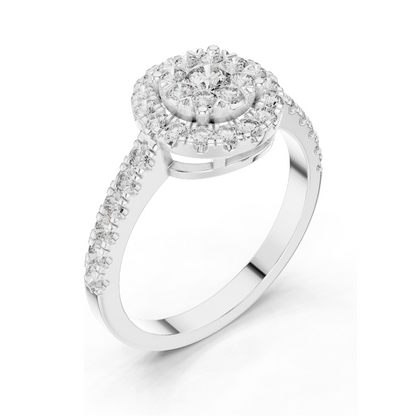 0.744 CT Lab Diamond Halo Ring for Women | VVS-VS EF Clarity | 18KT, 14KT, 10KT Gold & 925 Silver | Rose, Yellow, White Gold & Moissanite Options