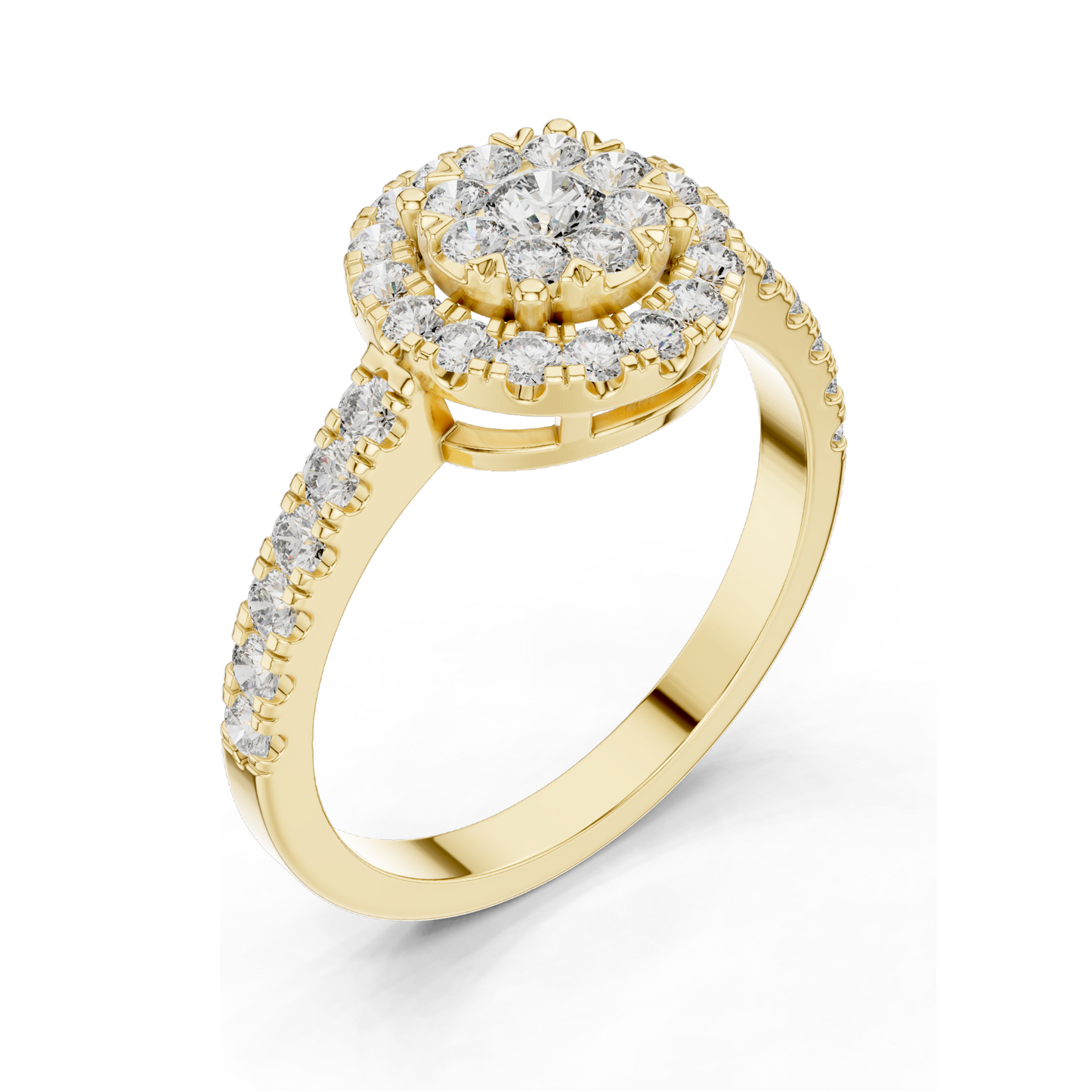 0.744 CT Lab Diamond Halo Ring for Women | VVS-VS EF Clarity | 18KT, 14KT, 10KT Gold & 925 Silver | Rose, Yellow, White Gold & Moissanite Options