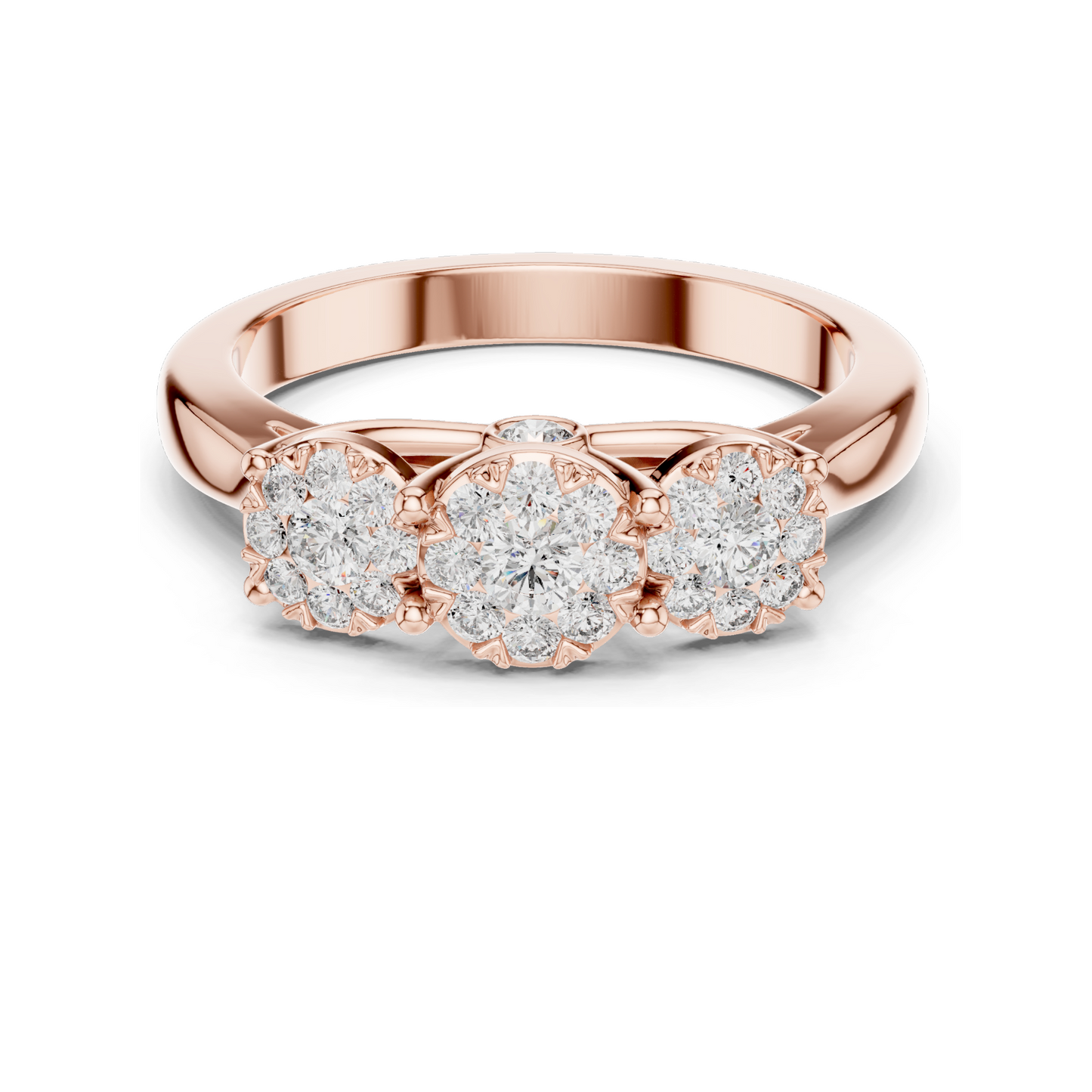 0.496 CT Lab-Grown Diamond Three-Stone Ring for Women | VVS-VS EF Clarity | Available in Rose, Yellow, White Gold & 925 Silver | Lab Diamond & Moissanite Options