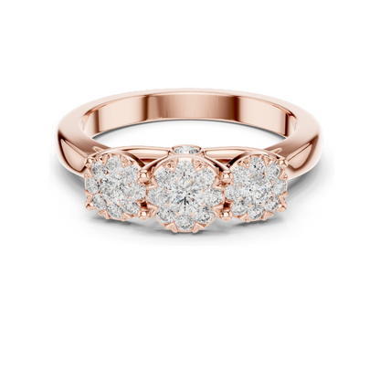 0.496 CT Lab-Grown Diamond Three-Stone Ring for Women | VVS-VS EF Clarity | Available in Rose, Yellow, White Gold & 925 Silver | Lab Diamond & Moissanite Options