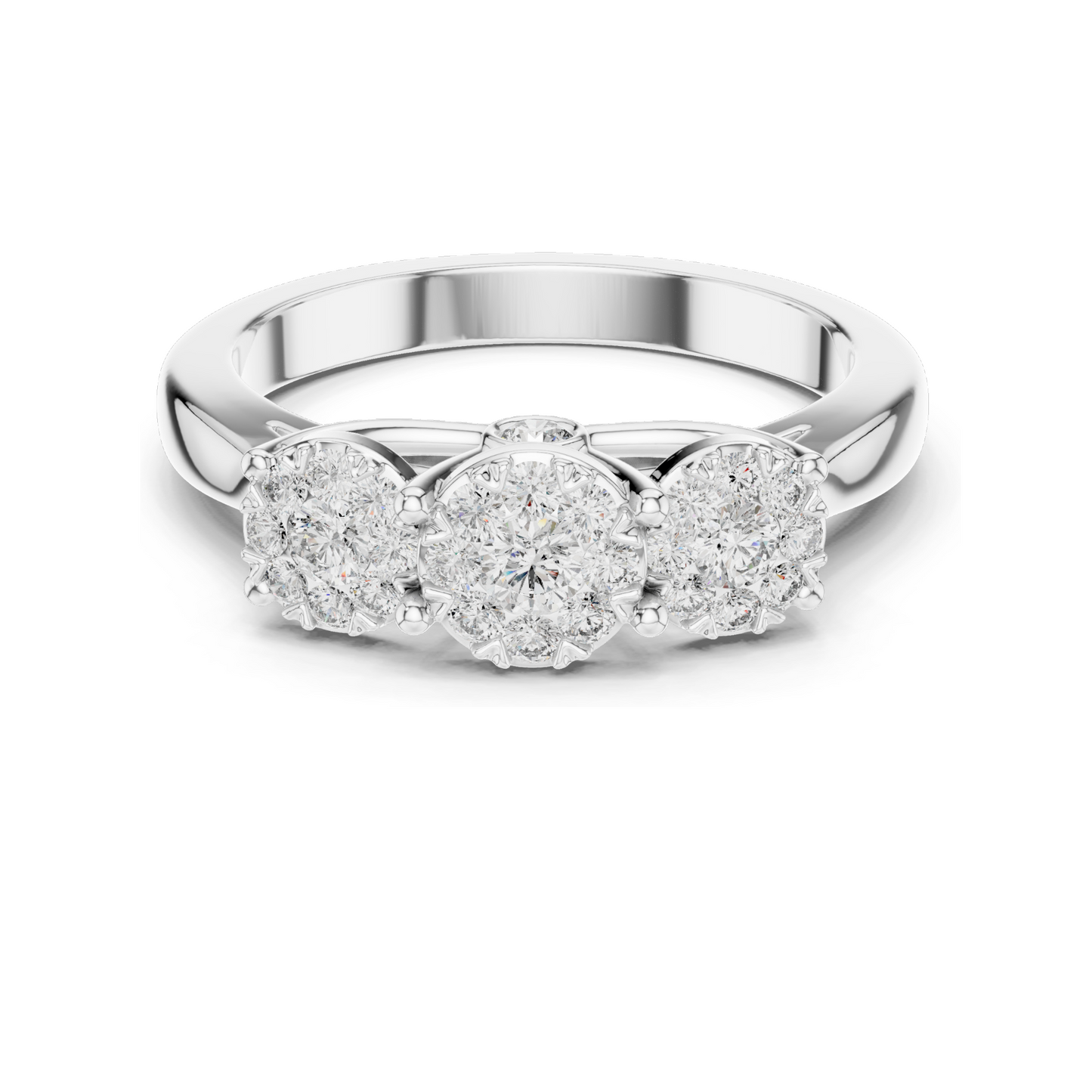 0.496 CT Lab-Grown Diamond Three-Stone Ring for Women | VVS-VS EF Clarity | Available in Rose, Yellow, White Gold & 925 Silver | Lab Diamond & Moissanite Options