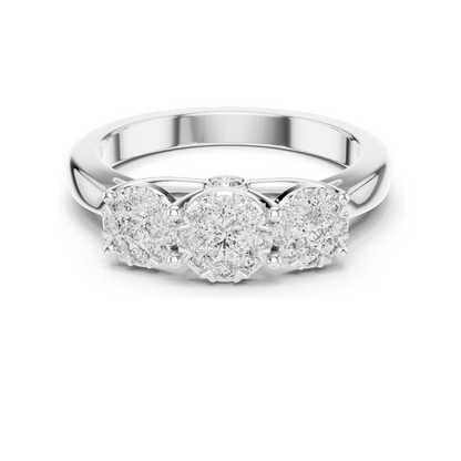 0.496 CT Lab-Grown Diamond Three-Stone Ring for Women | VVS-VS EF Clarity | Available in Rose, Yellow, White Gold & 925 Silver | Lab Diamond & Moissanite Options