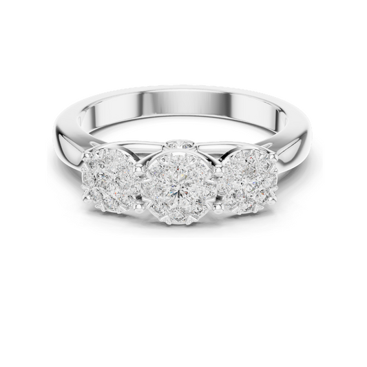 0.496 CT Lab-Grown Diamond Three-Stone Ring for Women | VVS-VS EF Clarity | Available in Rose, Yellow, White Gold & 925 Silver | Lab Diamond & Moissanite Options