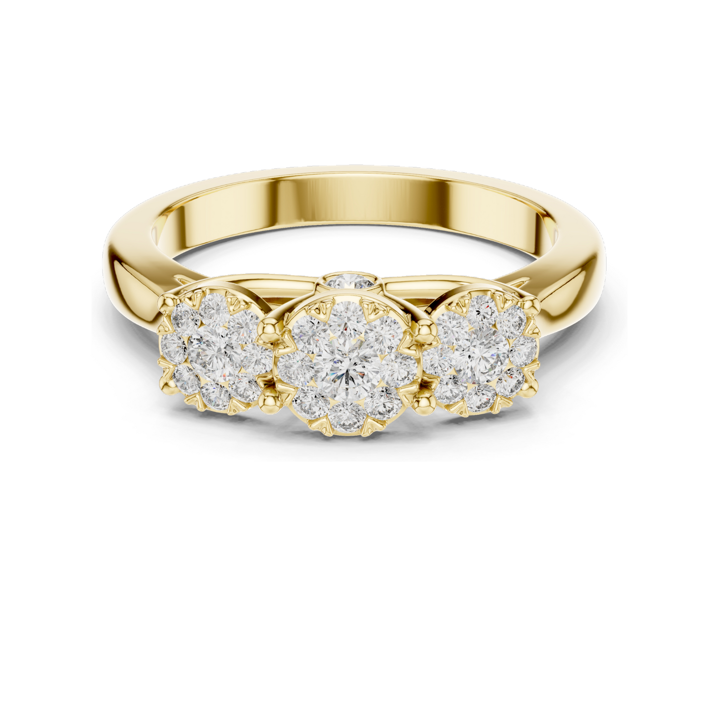0.496 CT Lab-Grown Diamond Three-Stone Ring for Women | VVS-VS EF Clarity | Available in Rose, Yellow, White Gold & 925 Silver | Lab Diamond & Moissanite Options