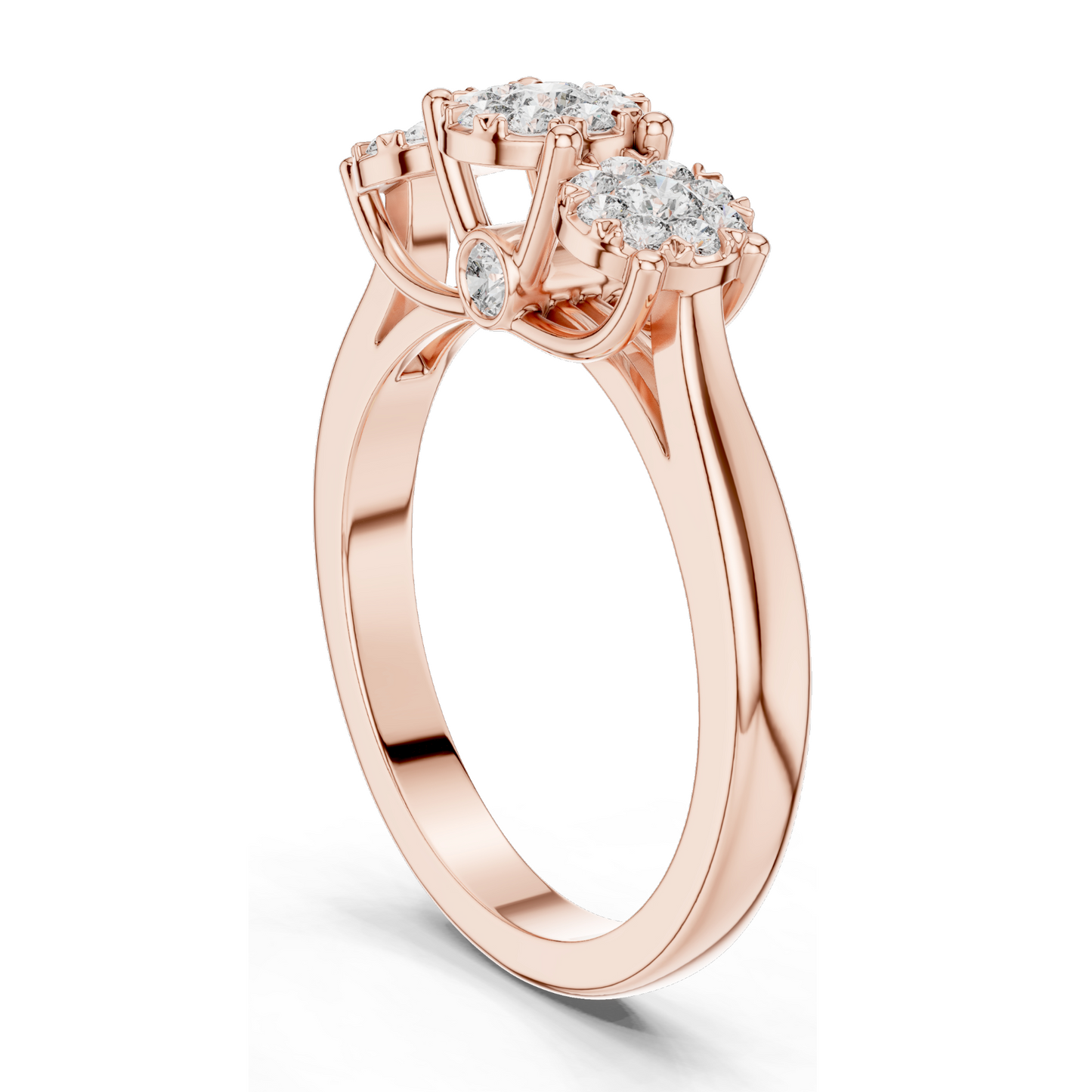 0.496 CT Lab-Grown Diamond Three-Stone Ring for Women | VVS-VS EF Clarity | Available in Rose, Yellow, White Gold & 925 Silver | Lab Diamond & Moissanite Options