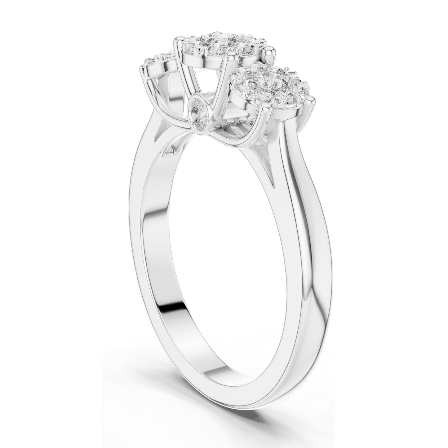 0.496 CT Lab-Grown Diamond Three-Stone Ring for Women | VVS-VS EF Clarity | Available in Rose, Yellow, White Gold & 925 Silver | Lab Diamond & Moissanite Options