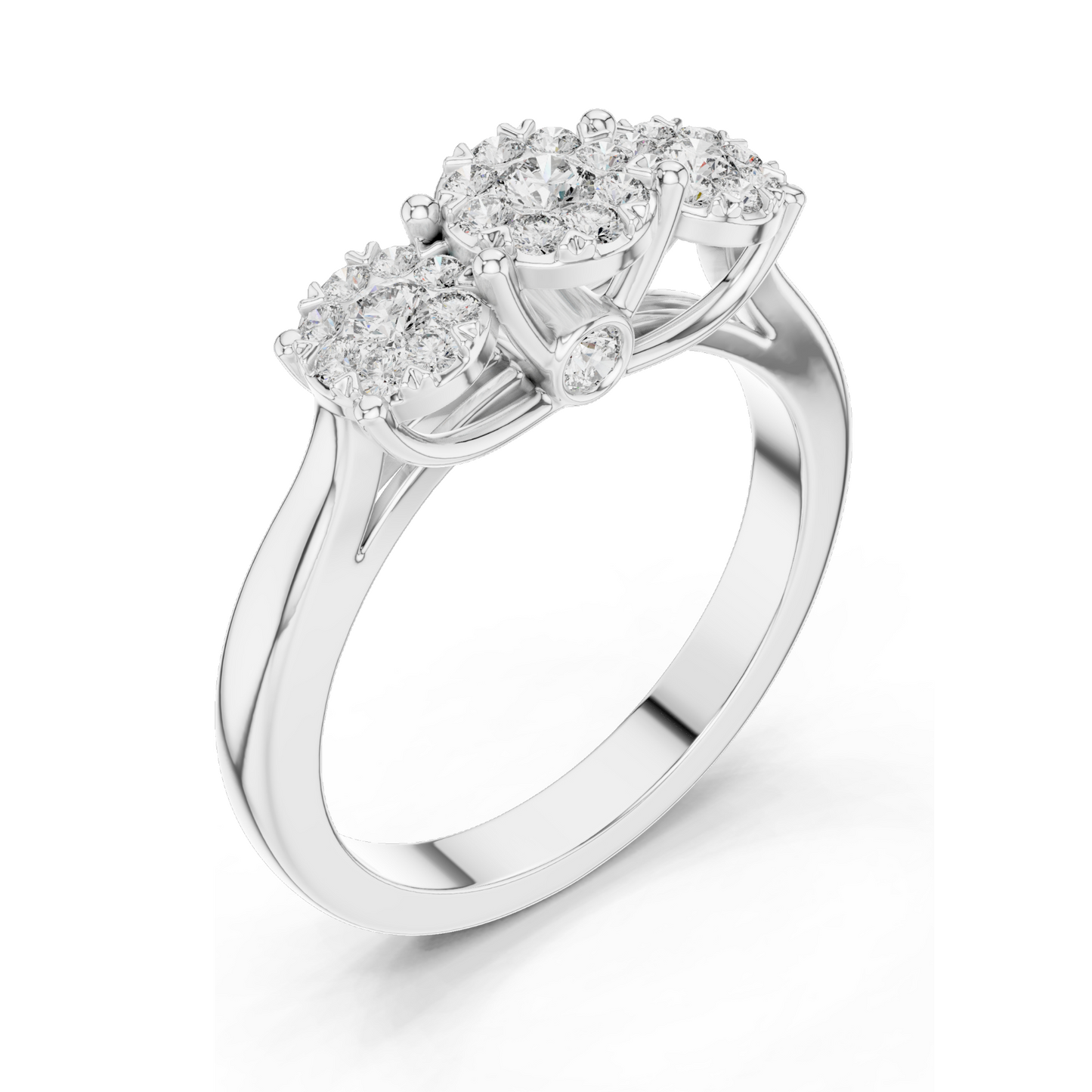0.496 CT Lab-Grown Diamond Three-Stone Ring for Women | VVS-VS EF Clarity | Available in Rose, Yellow, White Gold & 925 Silver | Lab Diamond & Moissanite Options