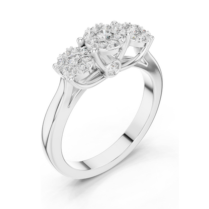 0.496 CT Lab-Grown Diamond Three-Stone Ring for Women | VVS-VS EF Clarity | Available in Rose, Yellow, White Gold & 925 Silver | Lab Diamond & Moissanite Options
