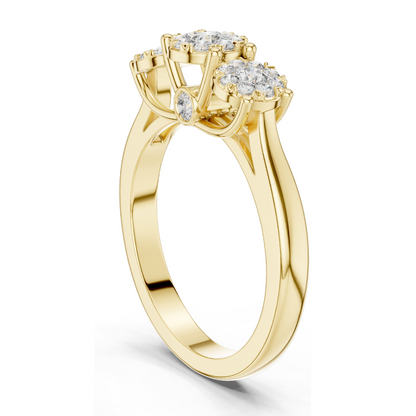 0.496 CT Lab-Grown Diamond Three-Stone Ring for Women | VVS-VS EF Clarity | Available in Rose, Yellow, White Gold & 925 Silver | Lab Diamond & Moissanite Options