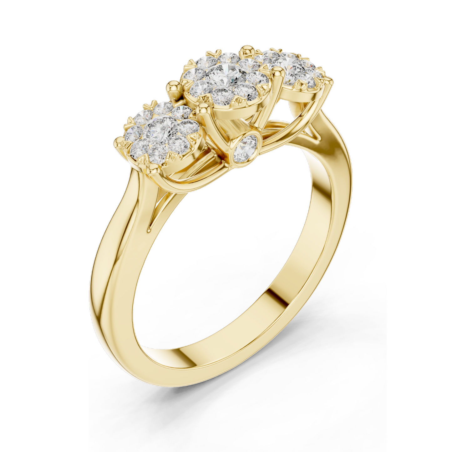 0.496 CT Lab-Grown Diamond Three-Stone Ring for Women | VVS-VS EF Clarity | Available in Rose, Yellow, White Gold & 925 Silver | Lab Diamond & Moissanite Options