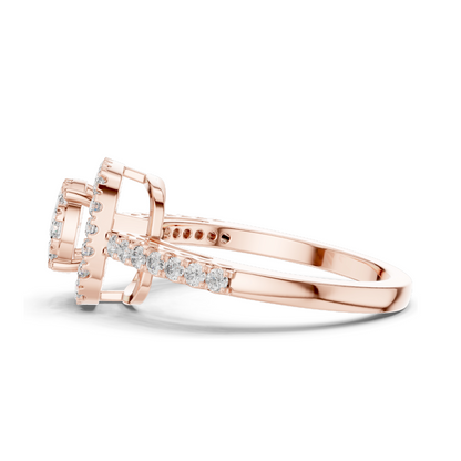 0.632 CT Lab-Grown Diamond Halo Ring for Women | VVS-VS EF Clarity | 18KT, 14KT, 10KT Gold & 925 Silver | Rose, Yellow, White Gold & Moissanite Options