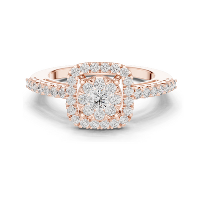 0.632 CT Lab-Grown Diamond Halo Ring for Women | VVS-VS EF Clarity | 18KT, 14KT, 10KT Gold & 925 Silver | Rose, Yellow, White Gold & Moissanite Options