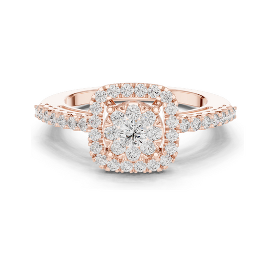 0.632 CT Lab-Grown Diamond Halo Ring for Women | VVS-VS EF Clarity | 18KT, 14KT, 10KT Gold & 925 Silver | Rose, Yellow, White Gold & Moissanite Options