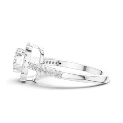 0.632 CT Lab-Grown Diamond Halo Ring for Women | VVS-VS EF Clarity | 18KT, 14KT, 10KT Gold & 925 Silver | Rose, Yellow, White Gold & Moissanite Options