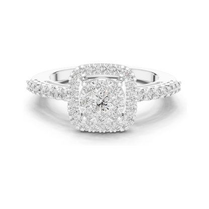 0.632 CT Lab-Grown Diamond Halo Ring for Women | VVS-VS EF Clarity | 18KT, 14KT, 10KT Gold & 925 Silver | Rose, Yellow, White Gold & Moissanite Options