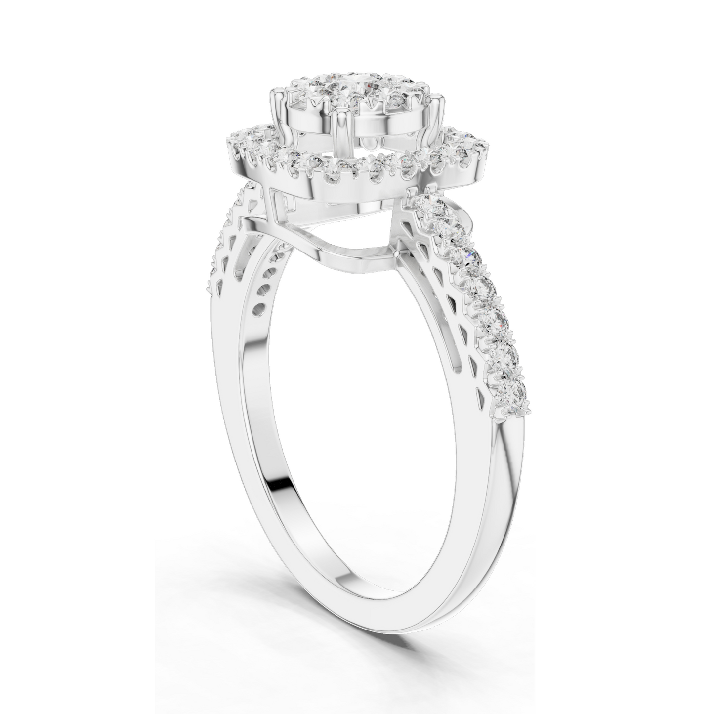 0.632 CT Lab-Grown Diamond Halo Ring for Women | VVS-VS EF Clarity | 18KT, 14KT, 10KT Gold & 925 Silver | Rose, Yellow, White Gold & Moissanite Options