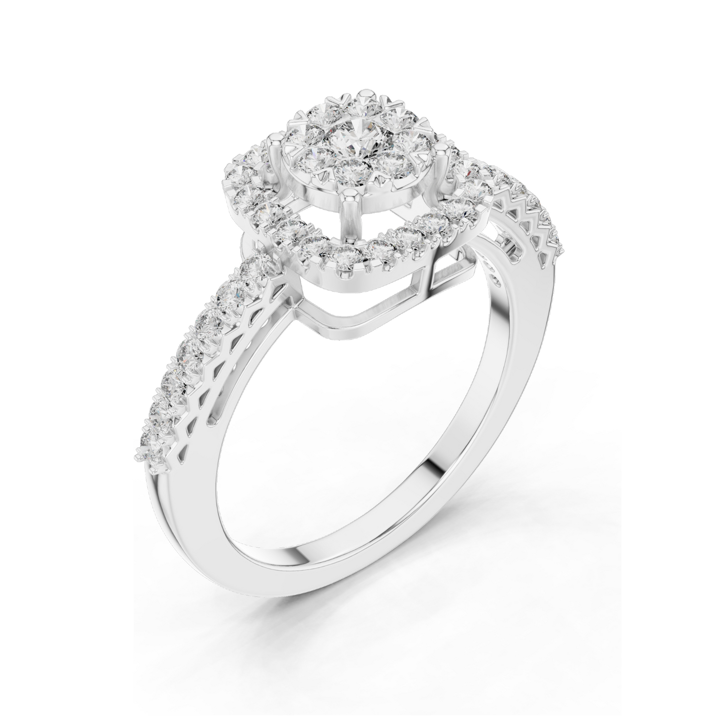 0.632 CT Lab-Grown Diamond Halo Ring for Women | VVS-VS EF Clarity | 18KT, 14KT, 10KT Gold & 925 Silver | Rose, Yellow, White Gold & Moissanite Options