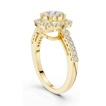 0.632 CT Lab-Grown Diamond Halo Ring for Women | VVS-VS EF Clarity | 18KT, 14KT, 10KT Gold & 925 Silver | Rose, Yellow, White Gold & Moissanite Options