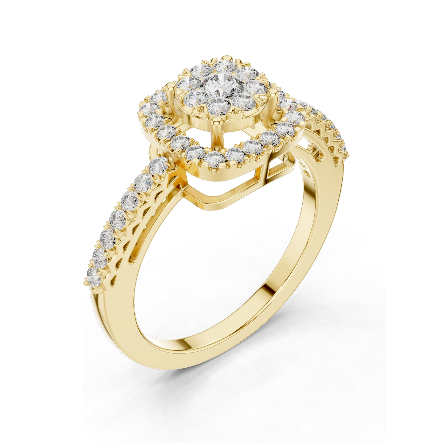 0.632 CT Lab-Grown Diamond Halo Ring for Women | VVS-VS EF Clarity | 18KT, 14KT, 10KT Gold & 925 Silver | Rose, Yellow, White Gold & Moissanite Options