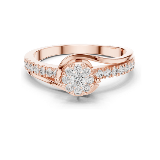 0.334 CT Lab Diamond Halo Ring for Women | VVS-VS EF Clarity | 18KT, 14KT, 10KT Gold & 925 Silver | Rose, Yellow, White Gold & Moissanite Options