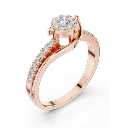 0.334 CT Lab Diamond Halo Ring for Women | VVS-VS EF Clarity | 18KT, 14KT, 10KT Gold & 925 Silver | Rose, Yellow, White Gold & Moissanite Options