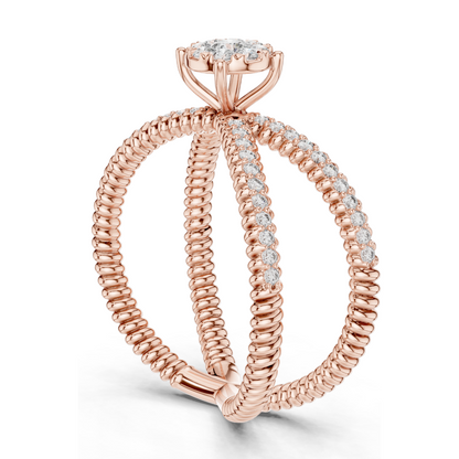 0.386 CT Lab-Grown Diamond Ring for Women | VVS-VS EF Clarity | 18KT, 14KT, 10KT Gold & 925 Silver | Rose, Yellow, White Gold & Moissanite Options