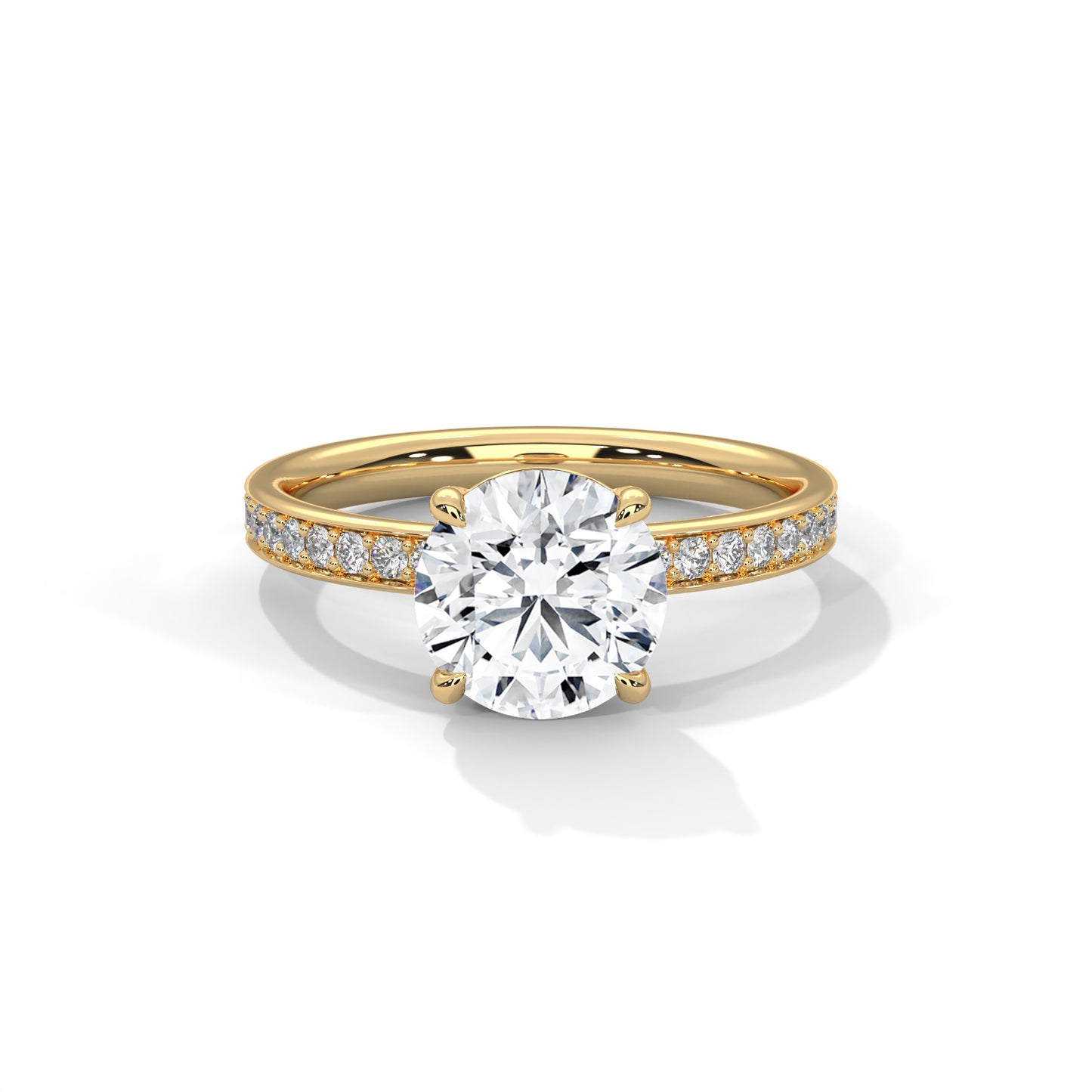 1ct Lab Diamond Engagement Ring | Round Cut Solitaire with Side Stones | 14K 18K 10K Gold & 925 Silver | Dainty Sparkle Ring | Maz Jewels