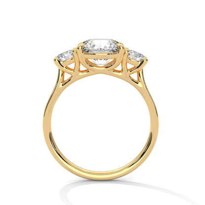 2ct Round Lab Diamond 3-Stone Engagement Ring | VVS Clarity | 0.25ct Side Diamonds | Rose, White & Yellow Gold