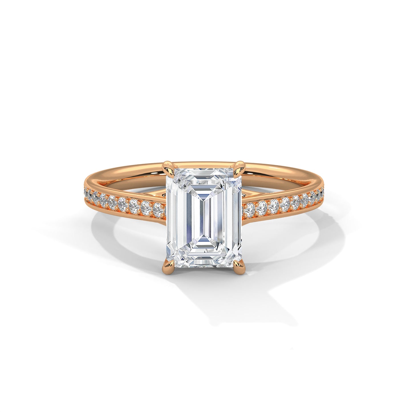 2 Carat Emerald Lab Diamond Engagement Ring | VVS Clarity Lab-Grown Diamond Ring | Solid Gold Customizable Ring | Promise Ring for Her