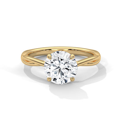Classic Round Cut Solitaire Engagement Ring | 2ct Lab Diamond Ring in Yellow, White & Rose Gold | Dainty Twisted Shank Promise Ring