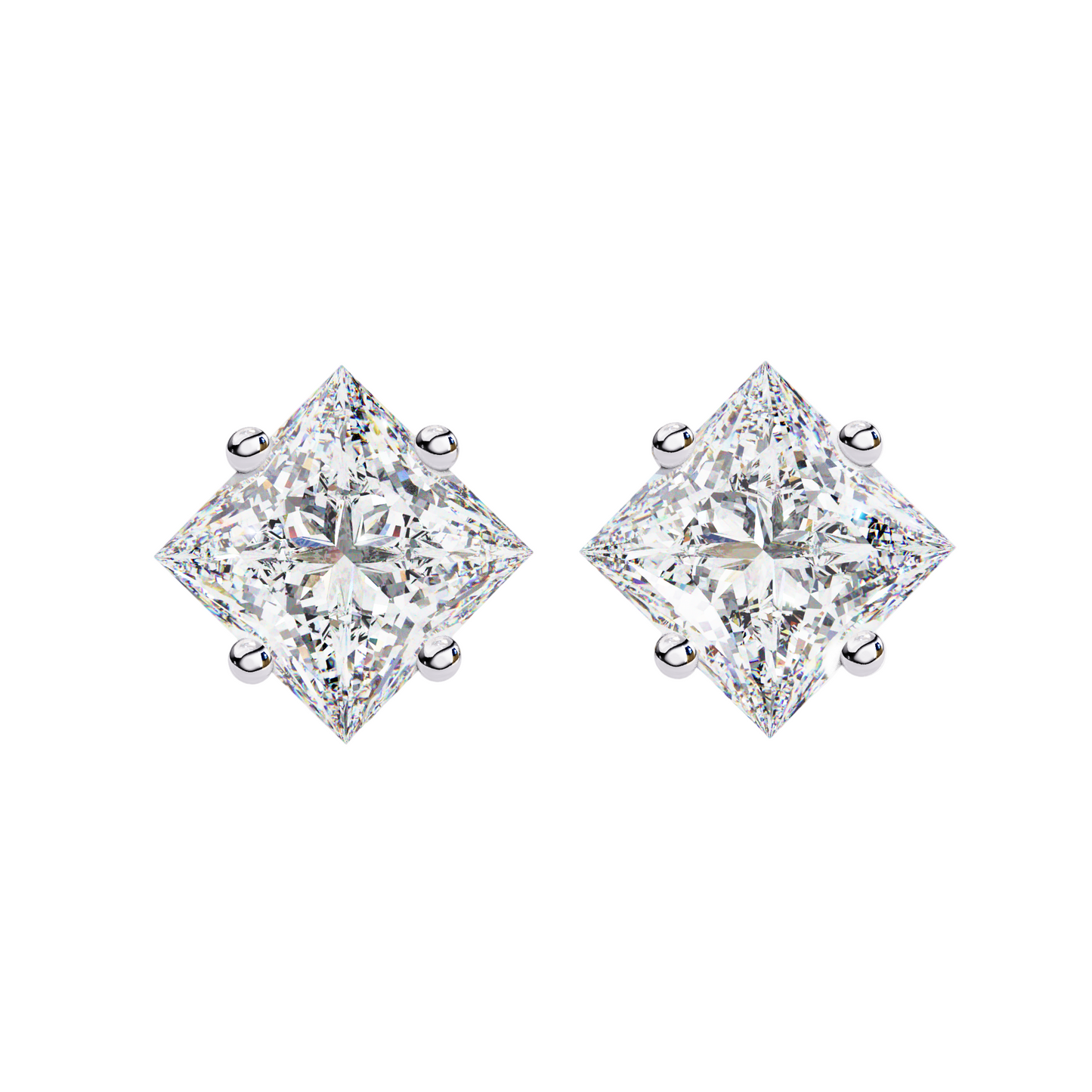 Princess Cut Lab Diamond Stud Earrings | 1ct Solitaire Earrings | Available in 10K 14K 18K Gold & 925 Silver | Classic Women’s Gift